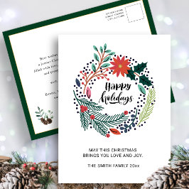 Rustic Greenery Red Poinsettia Blommigt Chic av an Vykort