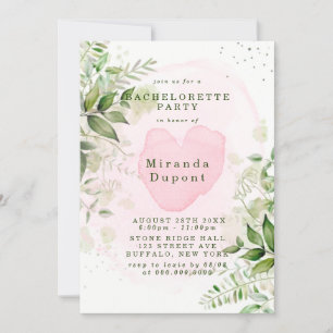 Rustic Greenery Rosa Airy Bachelorette Party Inbjudningar