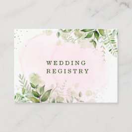 Rustic Greenery Rosa Airy Bröllop Registry Visitkort