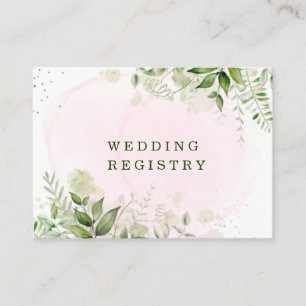 Rustic Greenery Rosa Airy Bröllop Registry Visitkort