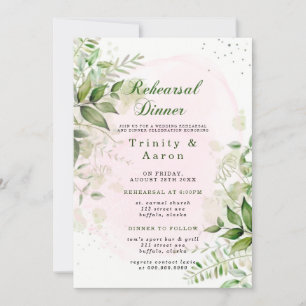 Rustic Greenery Rosa Airy Rehearsal Middag Inbjudningar