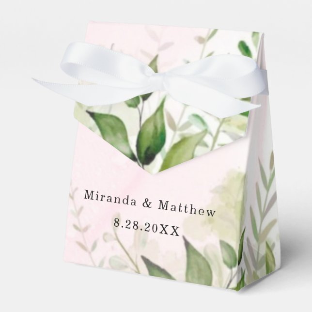 Rustic Greenery  Rosa Airy Wedor Favor Box Presentaskar (Framsidan Sidan)