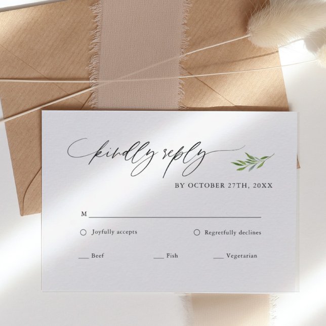 Rustic Greenery Rustic Bröllop OSA Card (Skapare uppladdad)