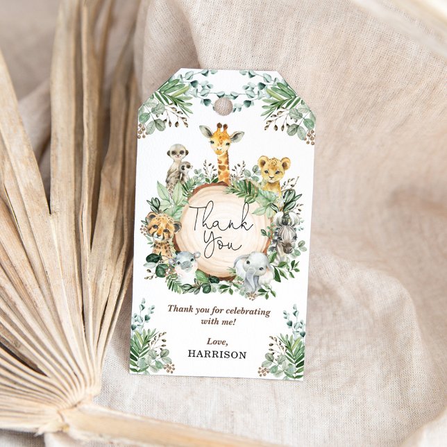 Rustic Greenery Safari Jungle Animals Tack Presentetikett (Skapare uppladdad)