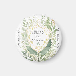 Rustic Greenery Shield Bröllop anpassar magnet