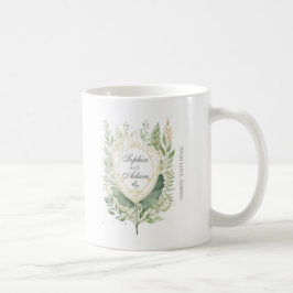 Rustic Greenery Shield Bröllop Customize Kaffemugg