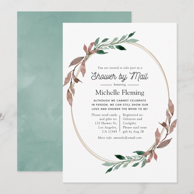 Rustic Greenery Shower by Mail Inbjudningar (Fram/baksida)