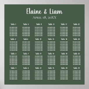 Rustic Greenery Simple Calligraphy Bröllop Seating Poster