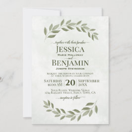 Rustic Greenery Simple Elegant Sage Grönt Bröllop Inbjudningar