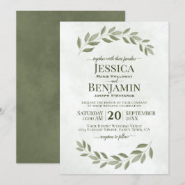 Rustic Greenery Simple Elegant Sage Grönt Bröllop Inbjudningar