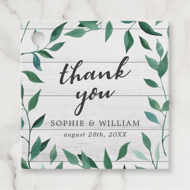 Rustic Greenery Tack Gåvor Etiketter (Framsida)