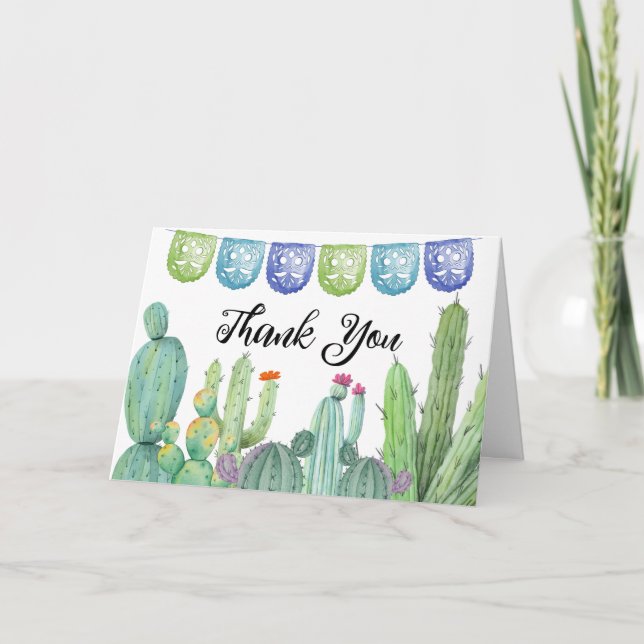 Rustic Greenery Taco Fiesta Cactus Baby Shower Tack Kort (Framsida)