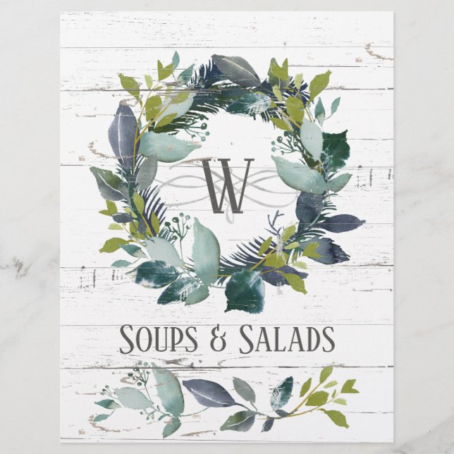 Rustic Greenery Wandeme Recipe Organizer Divider (Framsida)