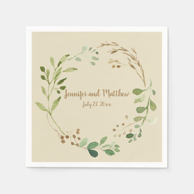 Rustic Greenery Wandevete Stalks Berries | Pappersservett (Framsidan)