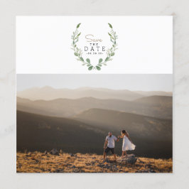Rustic Greenery Watercolor Spara datumfoto Inbjudningar