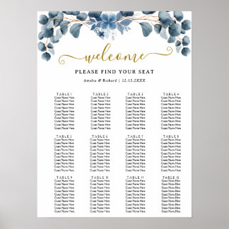 Rustic Greenery Wedding Table Plan Poster