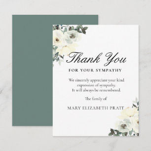 Rustic Greenery White Blommigt Funeral Tack Car Kort