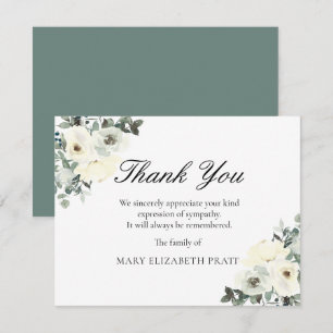 Rustic Greenery White Blommigt Funeral Tack Kort
