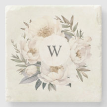 Rustic Greenery White Blommigt Monogram Bröllop