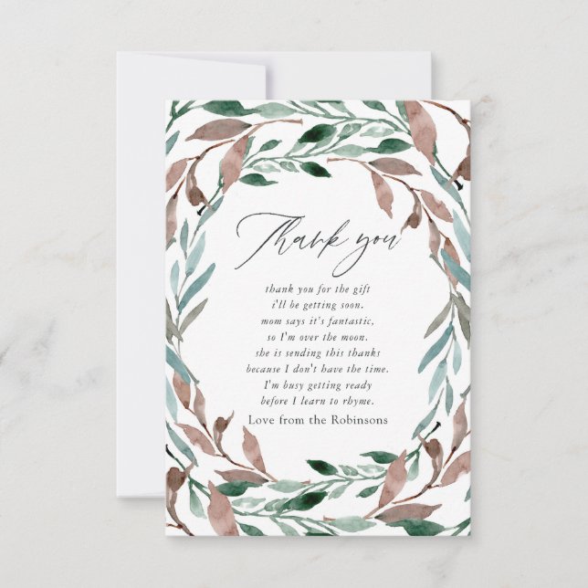 Rustic Greenery Winter Baby Shower Tack Kort (Framsida)