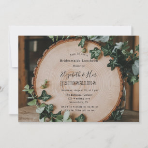 Rustic Greenery & Wood Slice Bridesmaids Luncheon Inbjudningar