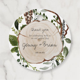 Rustic Greenery Wood Slice | BRÖLLOP TACK Gåvor Etiketter