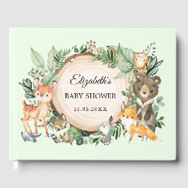 Rustic Greenery Woodland Animals Baby Shower Gästböcker
