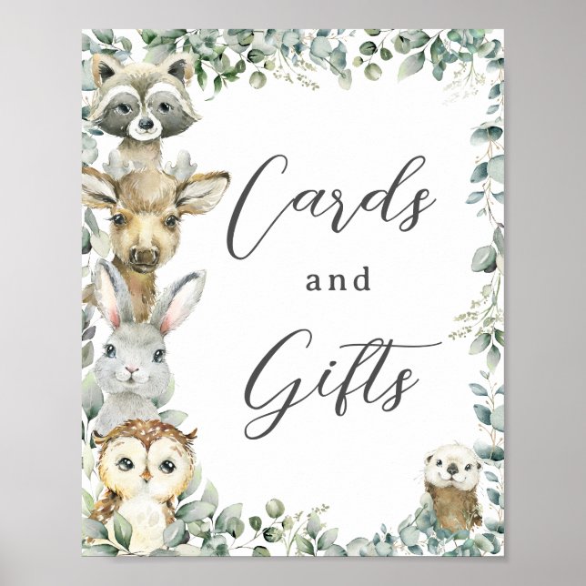 Rustic Greenery Woodland Animals Cards and Gifts Poster (Framsidan)