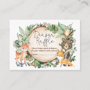 Rustic Greenery Woodland Animals Diaper Raffle Tilläggskort