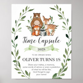 Rustic Greenery Woodland Animals Time Capsule-teck Poster