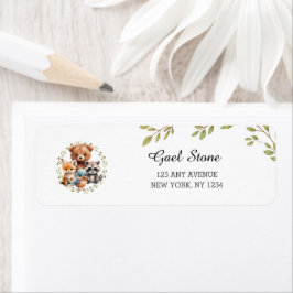 Rustic Greenery Woodland Baby Shower Birthday Returadress Etikett