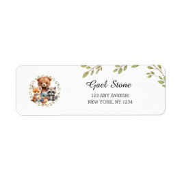 Rustic Greenery Woodland Baby Shower Birthday Returadress Etikett