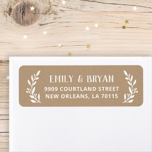 Rustic Gren Faux Kraft Bröllop Returadress Etikett
