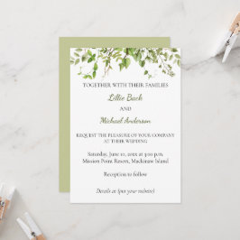 Rustic Gren Greenery Wedding bjudande Inbjudningar