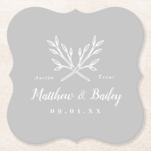 Rustic Grenar Bröllop Monogram   GRÅTT Underlägg Papper