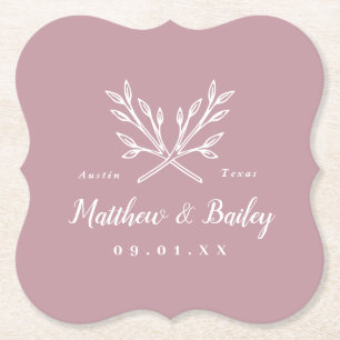 Rustic Grenar Bröllop Monogram Mauve Underlägg Papper
