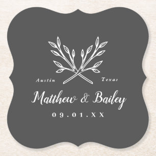Rustic Grenar Bröllop Monogram Underlägg Papper