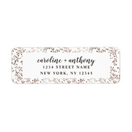 Rustic Grenar Copper Bröllop Returadress Returadress Etikett