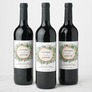 Rustic Grey Botanical Garden Wedding Favors Vinflaska Etikett