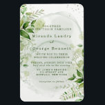 Rustic Grey Vineyard White Wedding bjudande Magnet<br><div class="desc">Den här designen har löv i grönt emerald vattencolor färg,  ljust grönt vattenfärgsbakgrund för bläck alkoholteckningar. Underbar för ditt gröna bröllop firande!</div>