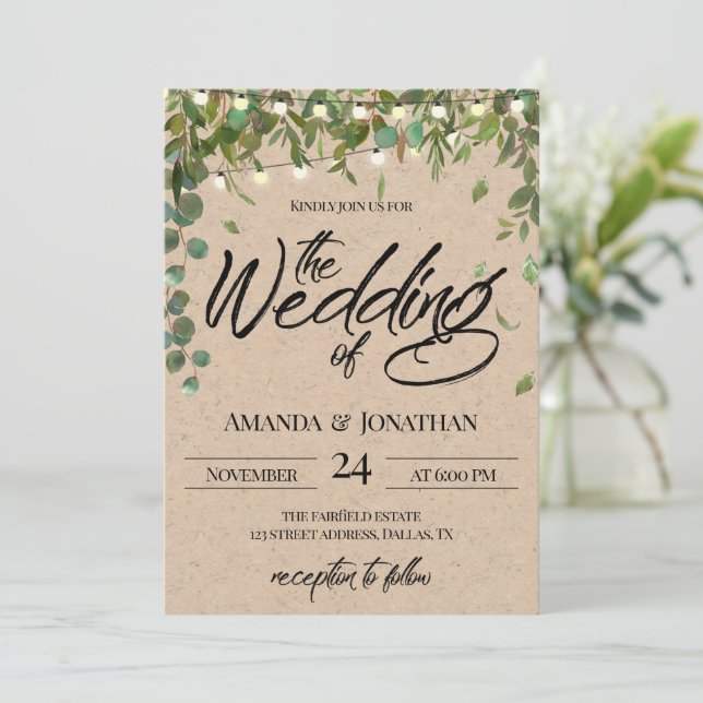 Rustic Grey Wedding bjudande Inbjudningar (Stående Fram)