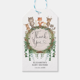 Rustic Grey Woodland Animals Baby Shower Favor Presentetikett