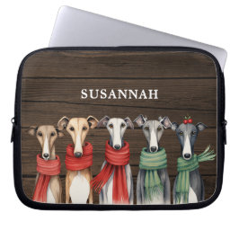 Rustic Greyhound Hundar i Scarves Laptop Fodral