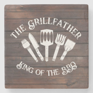 Rustic "Grillfather: Funny BBQ Gift Stenunderlägg