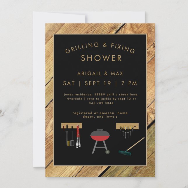 Rustic Grilling & Fixin Couples Wedding Shower  Inbjudningar (Framsida)