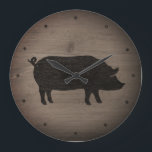 Rustic Gris Silhouette Stor Klocka<br><div class="desc">Gris Silhouette Wall Clock. Trämateriet är tryckt,  inte riktigt trä.</div>