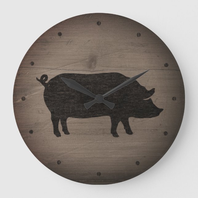 Rustic Gris Silhouette Stor Klocka (Framsida)