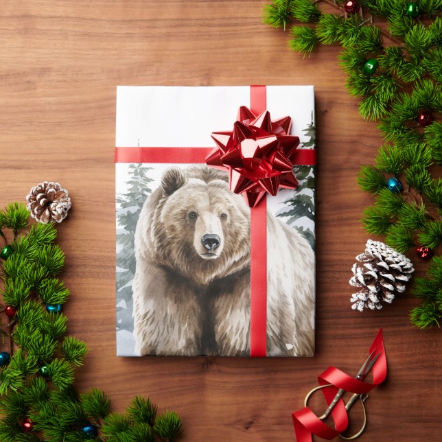 Rustic Grizzly Bear Gift Wrapping Papper Presentpapper (Julgåva)