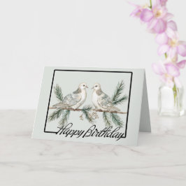 Rustic Grönt Birthday Birds Kort