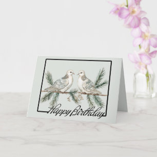 Rustic Grönt Birthday Birds Kort